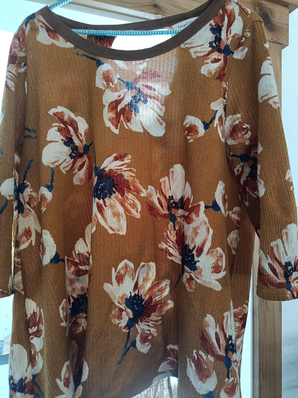 Floral Scoop-Neck Sweater in Mustard
